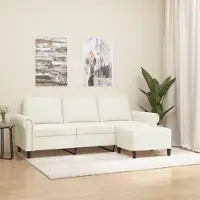 Prolenta Maison Exclusive - Canapé 3 places avec pouf, couleur crème, 180 cm, velours