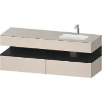 Duravit Collection One lavabo à encastrer avec meuble sous-vasque en console, 1600x550x600mm, niche en chêne noir, vasque à droite, QA4796016830000