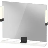 Duravit Sivida miroir, noir diamant mat, 850x36x650mm, éclairage à poser, interrupteur à détecteur, raccordement au réseau, SV74220BD220000