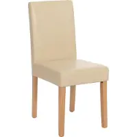 Mendler Chaise de salle à manger Littau, chaise de cuisine, cuir crème, pieds clairs