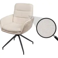 Mendler Chaise de salle à manger HWC-K32 fauteuil chaise, pivotante position auto, tissu/textile crème-beige
