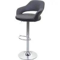 Mendler Tabouret de bar HWC-F16, tabouret pivotant, avec dossier simili cuir gris-noir