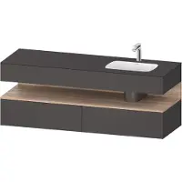 Duravit Collection One lavabo à encastrer avec meuble sous-vasque en console, 1600x550x600mm, niche en chêne mamelonné, vasque à droite, QA4796055490010