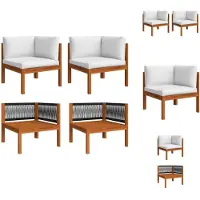 vidaXL Canapés d'angle de jardin 2 pièces avec coussins en bois massif d'acacia - éléments de canapés de jardin