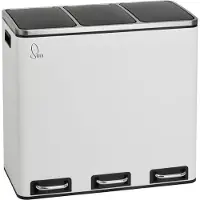 SVITA TM3X18 Poubelle à pédale 54 litres 3x 18L blanc Poubelle tri sélectif acier