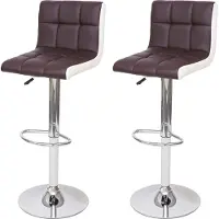 Mendler 2x Tabouret de bar HWC-G87, chaise bar/comptoir, réglable en hauteur similicuir marron-blanc, pied chromé