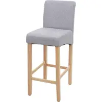 Mendler Tabouret de bar HWC-C33, tabouret de comptoir, bois gris clair, pieds clairs, tissu/textile