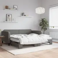 Prolenta Maison Exclusive - Canapé-lit convertible avec matelas, gris foncé, 100 x 200 cm, tissu