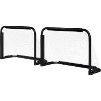 Northio But de foot Lot de 2 buts de foot pliables avec cadre métallique pour enfants et adultes, jardin, 90 x 36 x 60 cm, noir