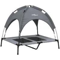 Syfax Lit pour chien avec auvent anthracite tissu Oxford et acier