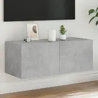 Prolenta Maison Exclusive - Meuble TV avec éclairage LED gris béton 80x35x31 cm