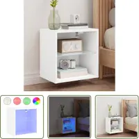 The Living Store Table de nuit murale avec lampes LED Blanc