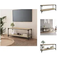 vidaXL Armoire TV Chêne Sonoma 100x33x41 cm Bois composite et acier - Meuble TV