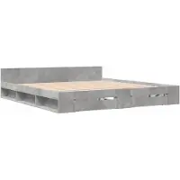 Syfax Cadre de lit avec tiroirs sans matelas gris béton 180x200 cm