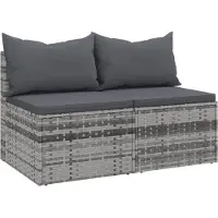 Syfax Canapés centraux de jardin et coussins 2pcs Gris Résine tressée