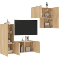 Prolenta Maison Exclusive - Unités murales TV 4 pcs chêne sonoma bois d'ingénierie