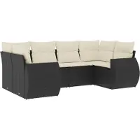 Syfax Salon de jardin 6 pcs avec coussins noir résine tressée