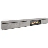 Skraut Home COZY Meuble TV, Banc Télé, 368x35x45cm, Cheminée électrique XXL, Ciment