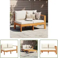 The Living Store Canapé de jardin avec 1 accoudoir 2 places en bois massif d'acacia