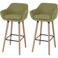 Mendler 2x Tabouret de bar Malmö T381 tissu, vert clair