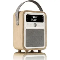 VQ Monty Radio DAB/DAB+ Digitalradio mit UKW, Bluetooth-Lautsprecher, Wecker, USB-Ladeanschluss, Echtholzgehäuse – Beiges Design von