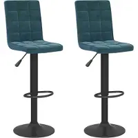 Syfax Tabourets de bar lot de 2 bleu velours