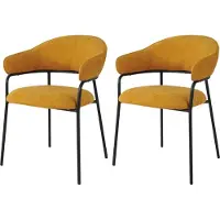 Rebecca Mobili Chaises Kadid 82,5x57x56,5 Tissu polyester Acier Jaune Noir Moderne SET 2 pièces
