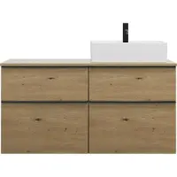 Burgbad Eqio meuble sous-lavabo avec plan de toilette, découpe à droite, 4 tiroirs, largeur 1200mm, SGUU120RF5662G0252