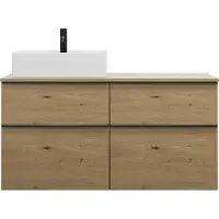 Burgbad Eqio meuble sous-lavabo avec plan de toilette, découpe à gauche, 4 tiroirs, largeur 1200mm, SGUU120LF5662G0252