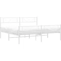 Syfax Cadre de lit métal sans matelas et pied de lit blanc 193x203 cm
