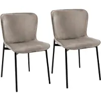 SVITA MARY Lot de 2 chaises de salle à manger Chaise rembourrée sans accoudoirs Chaise de cuisine Chaise de salon gris clair/noir