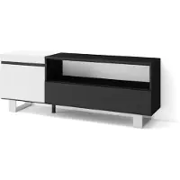 Skraut Home COZY Meuble TV, Banc Télé, 150x35x57cm, Pour les TV jusqu'à 65", Blanc et noir