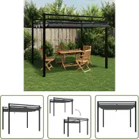 The Living Store Pavillon de jardin avec toit extensible Anthracite 3x3 m Aluminium