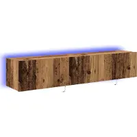 Syfax Meuble TV mural avec LED 2 pcs Bois ancien 80 x 35 x 31 cm