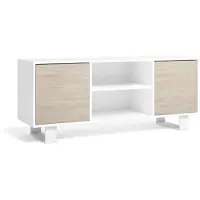 Skraut Home WIND Meuble TV, couleur Blanc et Chêne, 137x40x57cm.