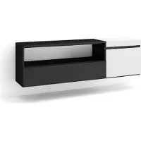 Skraut Home COZY Meuble TV, Banc Télé, 150x35x45cm, Pour les TV jusqu'à 65", Suspendu, Mural, Blanc et noir