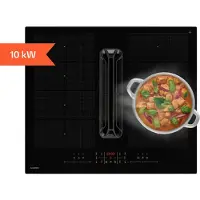 Klarstein AirJet FlexPro Table à induction avec Hotte intégrée - CEE A+, 600 m³/h, 14 kW, 4 Zones, Boost, Silencieux 52 dB,tactile, Filtre aluminium, Noir