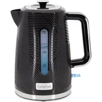 Briebe KT1168BLK Elegance Bouilloire électrique 1,7L à ébullition rapide, sans BPA, socle 360° noir