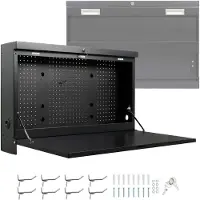 Wiltec Établi mural pliant – 912 x 200 x 610 mm – 50 kg max. – en Acier – Verrouillable – avec Panneau d’accrochage – Banc de travail atelier maison bricolage