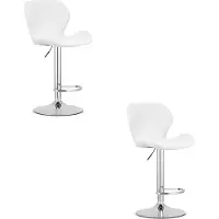TEXTILOMANIE WEST hocker - cuir éco blanc / base chromée x 2