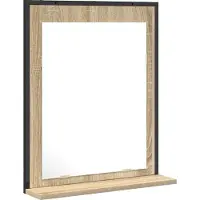 Syfax Miroir de salle de bain avec étagère Noir 50 x 12 x 60 cm