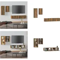 vidaXL 4 pcs. Armoire TV Set chêne fumé bois composite - Armoire TV - Meubles TV - Meubles TV