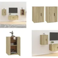 vidaXL Armoires TV murales 2 pcs. chêne Sonoma 40x34,5x60 cm - Meuble TV mural - Meubles TV muraux - Armoire TV - Console TV