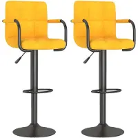 Syfax Tabourets de bar lot de 2 jaune moutarde velours