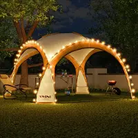 Swing&Harmonie LED Event Pavillon XXL DomeShelter 450cm Garten inkl. Solarmodul Designer Tente de jardin Camping Tente de fête avec éclairage - orange