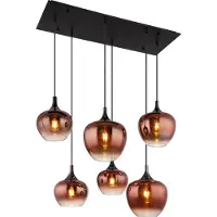 Globo Lampe à suspendre métal noir mat, 6x E27