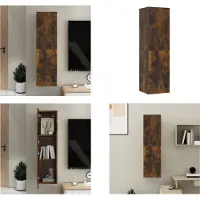 vidaXL Armoire TV murale chêne fumé 30,5x30x110 cm - Meuble TV mural - Armoire TV murale - Meubles TV