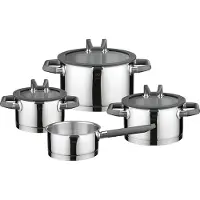 Elo Set de casseroles ELO Premium Rondello en acier inoxydable avec échelle de volume, induction, couleur argent, 4 pièces