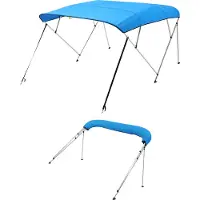 Vevor Biminitop Bâche pour bateau (4 arcs), cadre en aluminium, biminitop étanche avec sac de rangement, 216-229 cm (B) Bleu