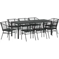 Syfax Ensemble de salle à manger pour jardin 9 pcs Noir polyrotin